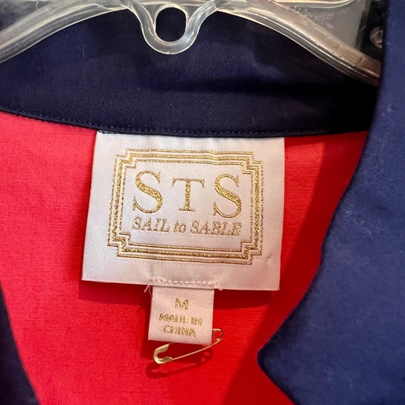 Sail to Sable Women’s Tunic Shift Dress Sz M Salmon Navy Color-block Preppy - Picture 2 of 8